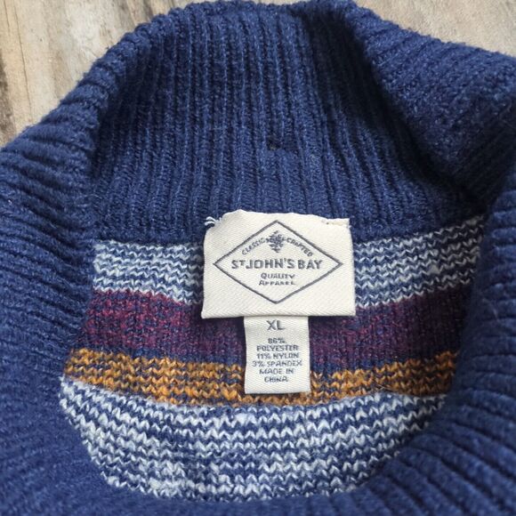 St John's Bay Back Button Mock Neck Blue Pattern Boho Chic Sweater XL NWOT - Picture 6 of 7